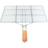 Ahşap Saplı Mangal Izgarası Galvanizli Paslanmaz Kafes Demir 32 x 42 cm Nemere