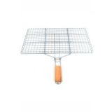 Ahşap Saplı Mangal Izgarası Galvanizli Paslanmaz Kafes Demir 32 x 42 cm