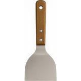 Ahşap Saplı Paslanmaz Çelik Spatula - 24CM Eğilimli Çok Amaçlı Mutfak Spatulası | Izgara, Burger, Sebze, Temizlik Için Profesyonel Metal Spatula