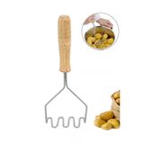 Ahşap Saplı Pratik Patates Ezeceği Paslanmaz Çelik Chef Patates Ezici Patates Püresi Yapıcı Çelik