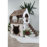 ahşap sarayı Teraslı Kedi Evi 2 katlı dubleks kedi evi kedi yatağı kedi kafesi