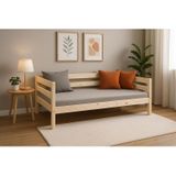 Ahşap Sedir Kanepe 60x160 Cm İç Ölçü Mindersiz Doğal Natural Masif Ahşap Bej