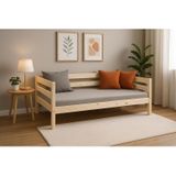 Ahşap Sedir Kanepe 80x160 Cm İç Ölçü Mindersiz Doğal Natural Masif Ahşap Bej
