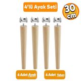 Ahşap Sehpa Masa Puf Tabure Tv Ünitesi Ayağı Ayakları M8 Civatalı 30 Cm + Bağlantı Aparatlı 4'Lü Set