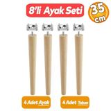 Ahşap Sehpa Masa Puf Tabure Tv Ünitesi Ayağı Ayakları M8 Civatalı 35 Cm Bağlantı Aparatlı 4'Lü Set