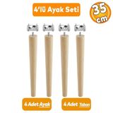 Ahşap Sehpa Masa Puf Tabure Tv Ünitesi Ayağı Ayakları M8 Civatalı 35 Cm Bağlantı Aparatlı 4'Lü Set