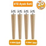 Ahşap Sehpa Masa Puf Tv Ünitesi Ayağı Ayakları M8 Civatalı 20 Cm + Bağlantı Aparatlı 4'Lü Set