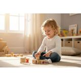 Ahşap Sesli Harf Cümle Kurma Oyunu 3 Küp 45 Saniyelik Kum Saati Montessori Dil Gelişimi Oyuncağı