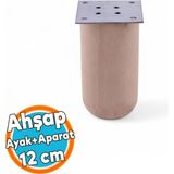 Ahşap Silindir Ayak 12 Cm Aparat Dahil Mobilya Koltuk Kanepe Sehpa Masa Ayağı Ayakları
