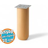 Ahşap Silindir Ayak 20 cm Aparat Dahil Mobilya Koltuk Kanepe Sehpa Masa Ayağı Ayakları - 1