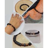 Ahşap Siyah Renkli & Oniks Taşı 8mm Unisex Tasarım Bileklik Hawaii Model (11130)
