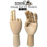 Ahşap Sol El Modeli 18 cm 1 Adet Sol El Maketi Çoçuk Ahşap Manken Sol El Parmak Model Hareketli Esnek Eskiz Çizim Boyama