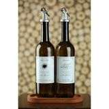 Ahşap Standlı Amber 2'li 750 ml Zeytinyağı Sıvıyağ Şişesi Yağdanlık Yağlık Cam Şişe S