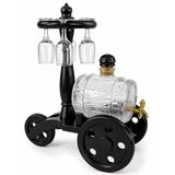 Ahşap Standlı Cam Fıçı Ve 4 Kadehli İçki Servis Seti Alk5607