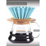 Ahşap Standlı Dripper Turkuaz Renk