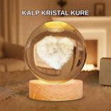 Ahşap Standlı Kalp Motifli Işıklı Cam Küre Hediye Seçeneği P109174s9675