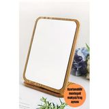 Ahşap Standlı Menteşeli Cam Makyaj Aynası Traş Aynası Komedin Dresuar Aynası 13X18 Cm