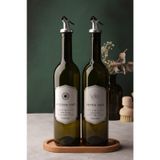 Ahşap Standlı Zeytinyağı ve Sıvıyağ Şişesi Damlatmaz Yağdanlık 2'li 750 ML
