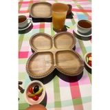 Ahşap Sunumluk Çerezlik 4 Bölmeli – Kayın Masif Servis Tepsisi 24X24 cm