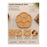 Ahşap Sunumluk Tepsi – 5 Bölmeli Yuvarlak Tasarım