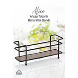 Ahşap Tabanlı Metal Baharatlık Standı- Baharatlık Düzenleyici Organizer