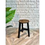 Ahşap Tabure 45 cm - Siyah - Ceviz - RENK