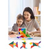 Ahşap Tangram Zeka Geliştirici Eğitici Oyuncak Mini Boy 7x7 cm - Seçenek 1 - Altın