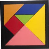 Ahşap Tangram Zeka Geliştirici Eğitici Oyuncak Orta Boy 14X14 cm - Seçenek 1 - Altın