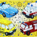Ahşap Taşıtlar Puzzle - Bebekleri İçin Puzzle - Ahşap Yapboz Oyuncak - Oyuncak Yap-boz - 24 Parça Pu