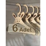 Ahşap Tavşan Figürlü Çocuk Askısı, 6'lı Set, 3mm Mdf - Seçenek 1 - Ahşap - Bej