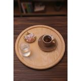 Ahşap Teslim Dekoratif Sunumluk Ahşap Büyük Boy Sunum Tabağı- Supla - Bej