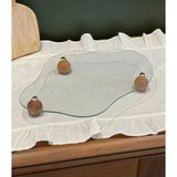 Ahşap Top Ayaklı Eğri Cam Sunumluk, Organizer, 33X22CM, Beyaz