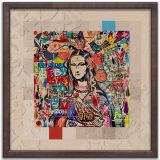 Ahşap Traverten Dokulu Mozaik Kabartmalı Pop Art Mona