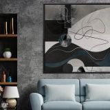 Ahşap Traverten Dokulu Soyut Resım Tablo, 60X90, 15