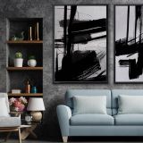 Ahşap Traverten Dokulu Soyut Resım Tablo, 60X90, 19 2'Li