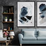 Ahşap Traverten Dokulu Soyut Resım Tablo, 60X90, 27 2'Li