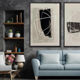 Ahşap Traverten Dokulu Soyut Resım Tablo, 60X90, 28 2'Li