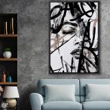 Ahşap Traverten Dokulu Soyut Resım Tablo, 60X90, 5