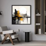 Ahşap Traverten Dokulu Soyut Tablo, Black Cıty
