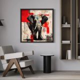 Ahşap Traverten Dokulu Soyut Tablo, Black Elephant