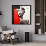 Ahşap Traverten Dokulu Soyut Tablo, Black Epıc