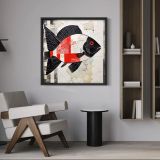 Ahşap Traverten Dokulu Soyut Tablo, Black Fısher