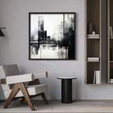 Ahşap Traverten Dokulu Soyut Tablo, Black Mat Cıty