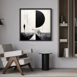 Ahşap Traverten Dokulu Soyut Tablo, Black Pyramıd