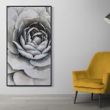 Ahşap Traverten Kaplanmış Dokulu Gül Tablo, Gri, 67X123