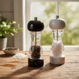 Ahşap ve Akrilik Tuz/karabiber Değirmeni - 19 cm Büyük Boy Manuel Baharat Öğütücü - (1 Adet - Çok Renkli