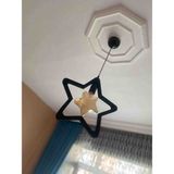 Ahşap Wooden Yıldız Sarkıt Avize Ahşap Lüks Rustik Modern Dekoratif Lamba Çocuk Odası Avize - Siyah