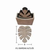 Ahşap Yaprak Bardak Altlığı 11X9cm L386