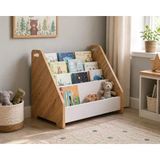 Ahşap Yer Kitaplığı 3 Raflı Kapaklı Kitap Standı | Montessori Tarzı Çocuk Kitaplığı | Oyuncak Ve Kitap Düzenleyici Raf | Çocuk Odası, Bebek Odası Ve Oyun Alanı İçin