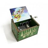 Ahşap Yılbaşı Müzik Kutusu, Merry Christmas Şarkısı Çalan, Çevirmeli Mekanizma, Noel Baba ve Ren Geyiği Tasarımlı, Yeşil, Dekoratif Hediye